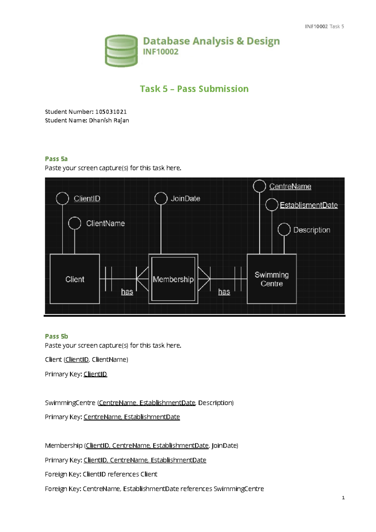T05P S2 2021 - Credit - INF10002 Task 5 1 Task 5 – Pass Submission ...