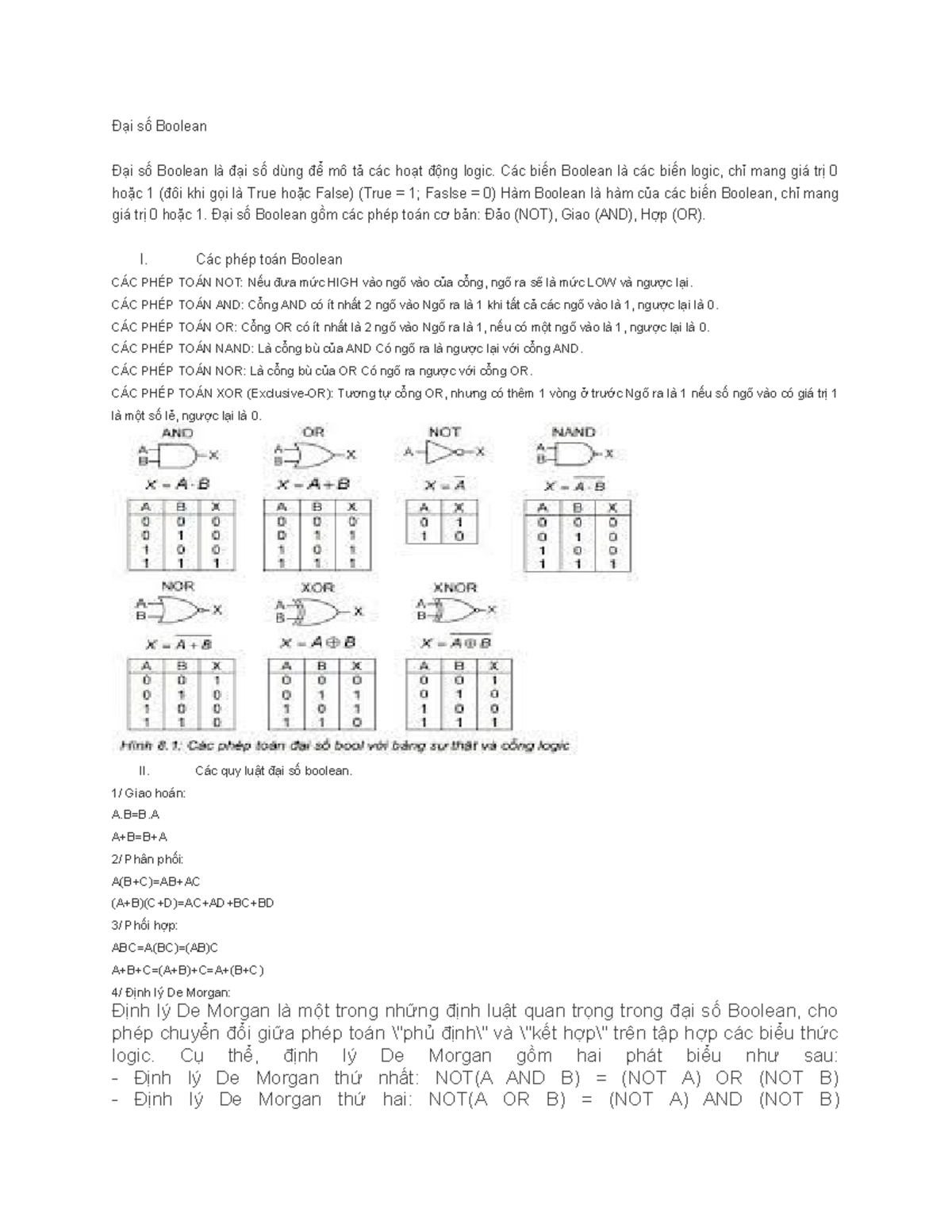 Đại số Boolean - Chương 20: Các phép toán và quy luật cơ bản - Studocu