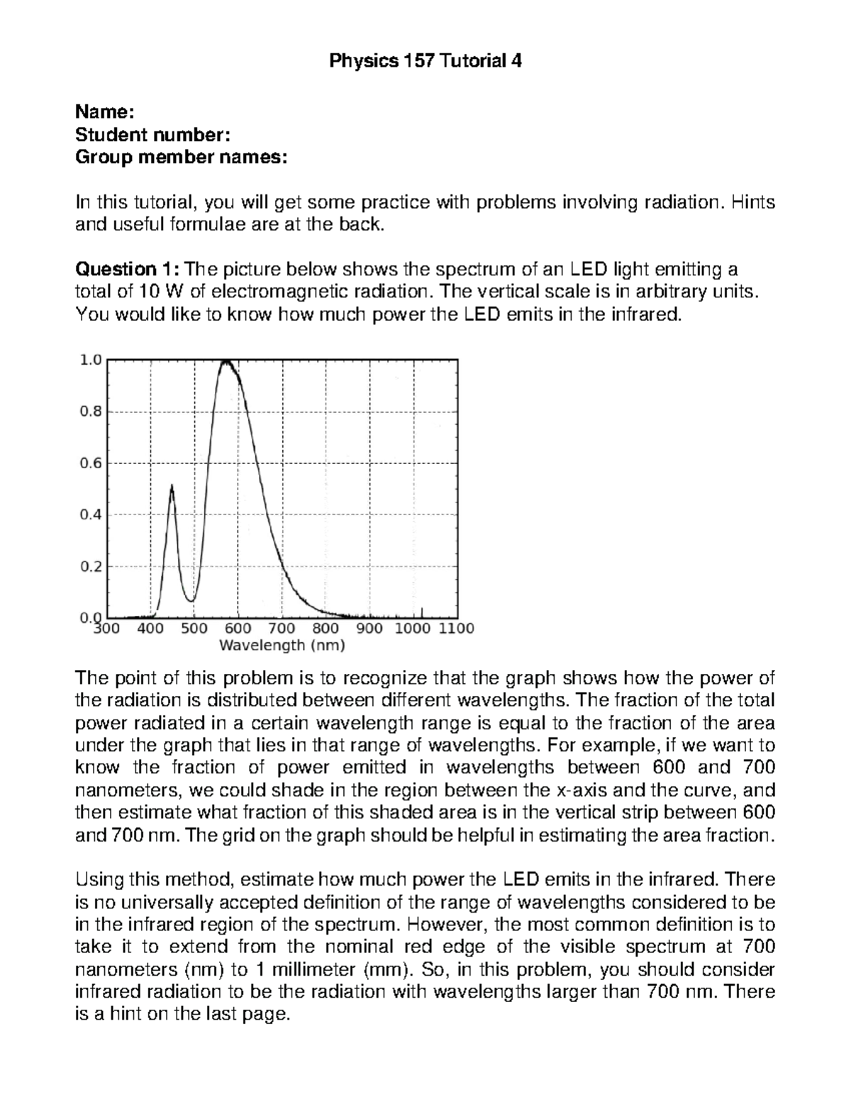 Radiation Problems Practice - Tutorial 4 Guide - Studocu