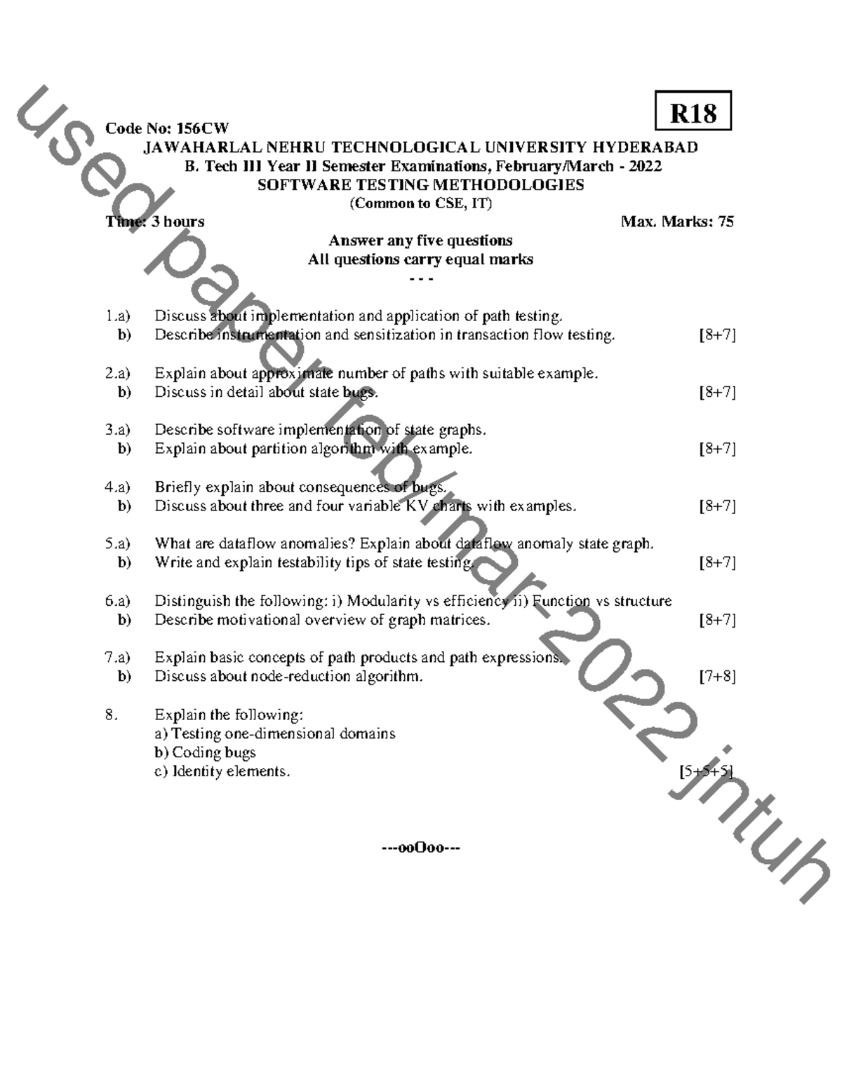 STM 156CW Previous Year QP - Software Testing Methodologies - Studocu