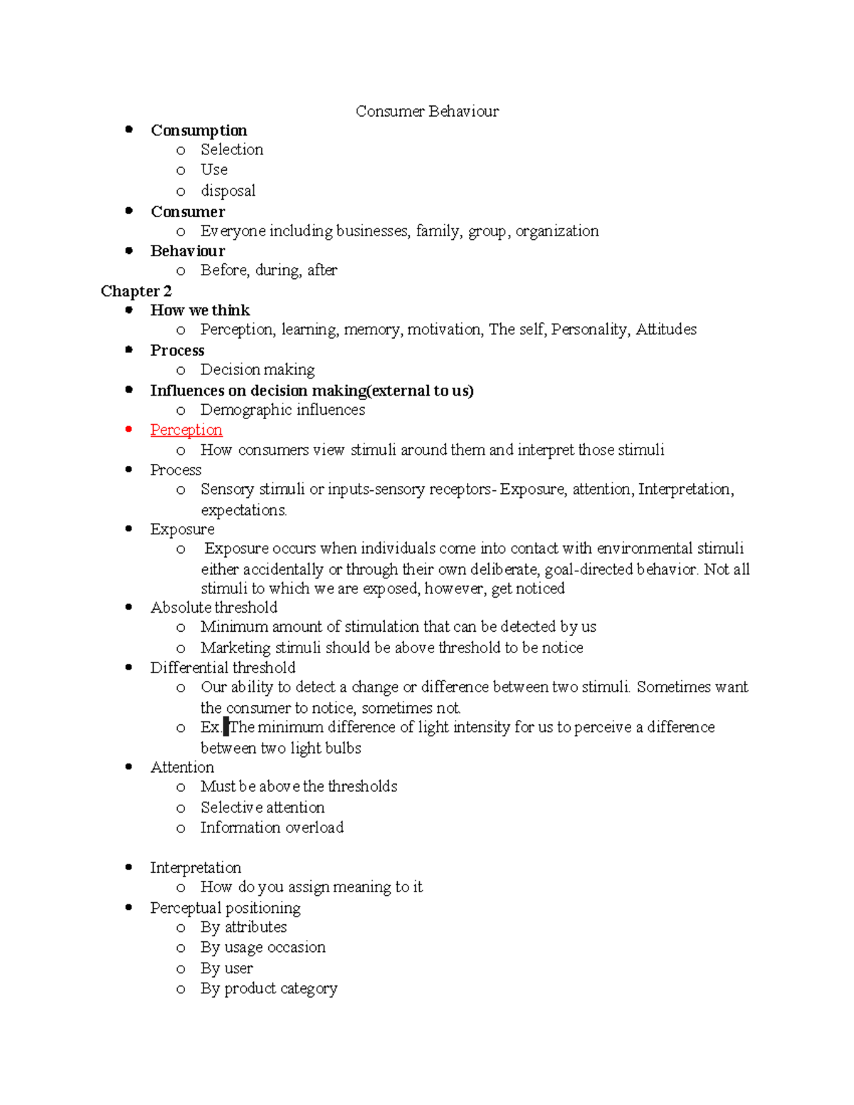 Consumer Behaviour Midterm Review: Key Concepts and Theories - Studocu