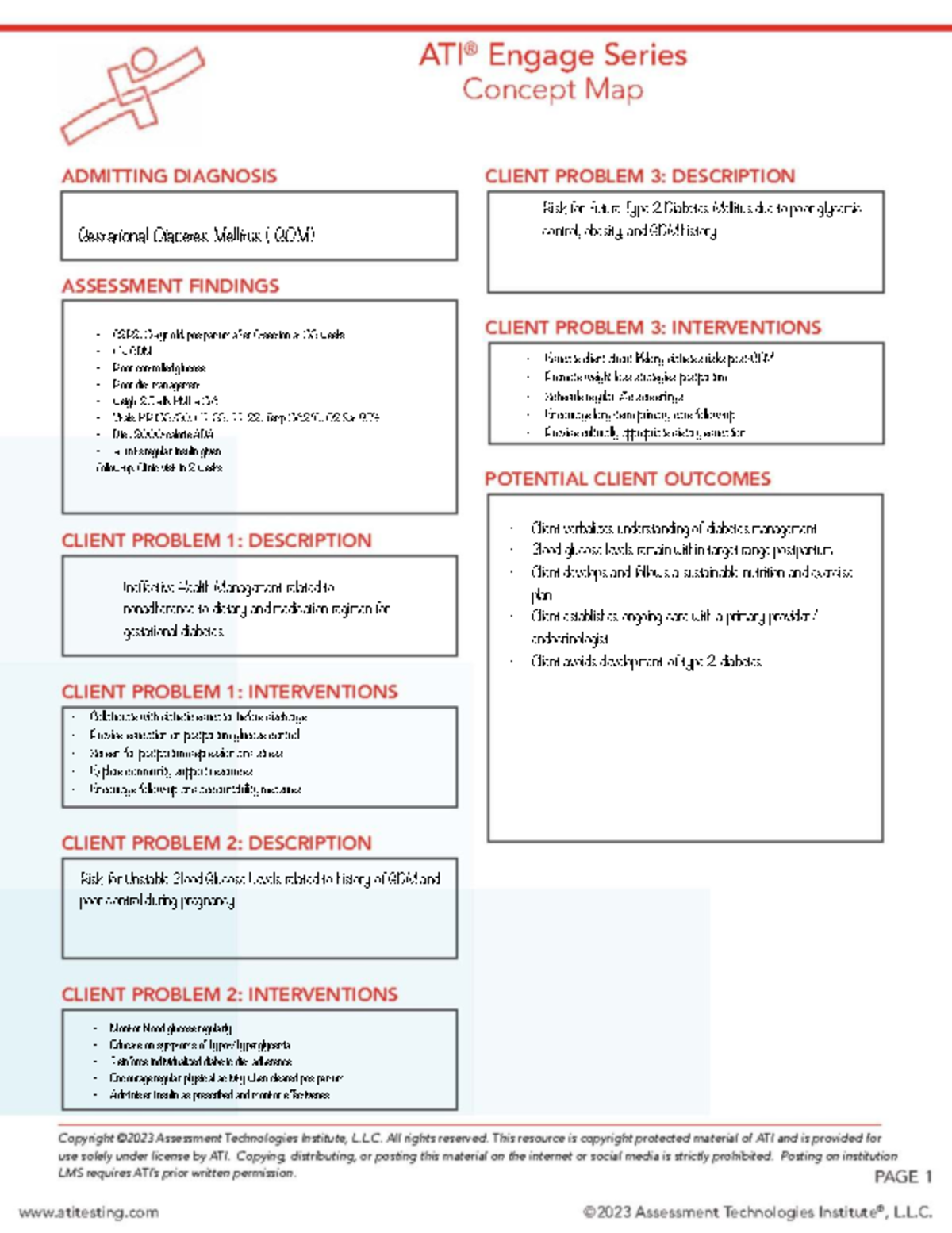 ATI Engage Complications of Pregnancy: GDM & Type 2 Diabetes Risk Case ...