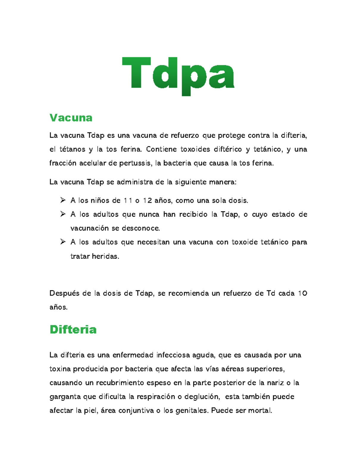 Tdpa - Vacuna Tdap: Protección Contra Difteria, Tétanos y Tos Ferina ...