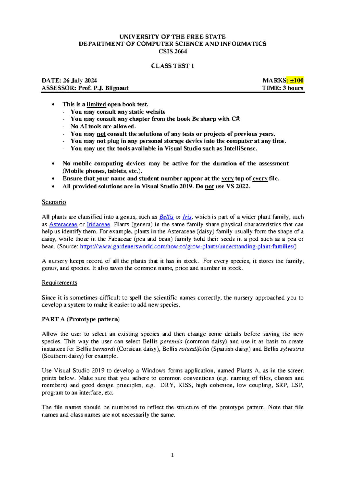 Class test 1 (2024) - Prototype pattern & Factory method pattern ...