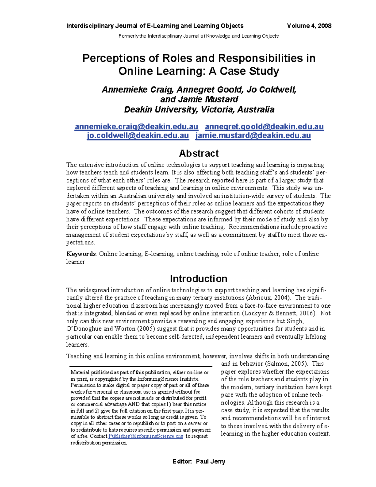 Perceptions of Roles in Online Learning: A Case Study (EDU 44856) - Studocu