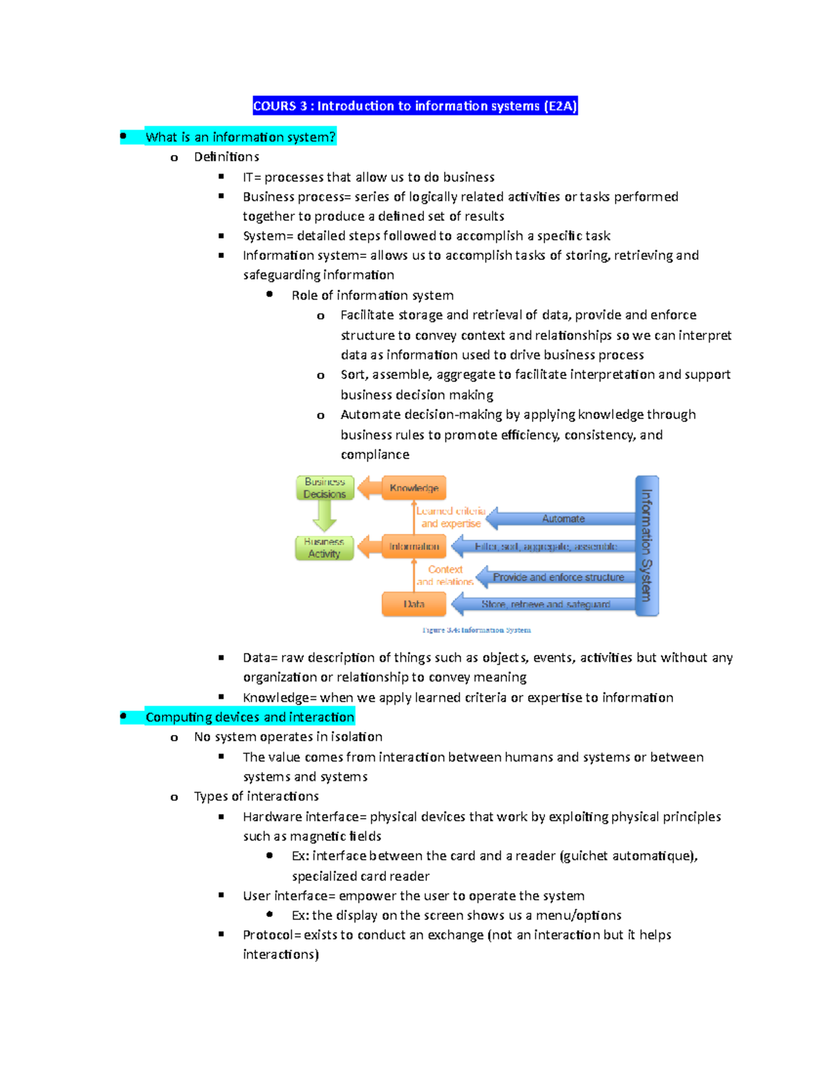 Lecture Notes: Introduction to Information Systems (E2A) - Studocu