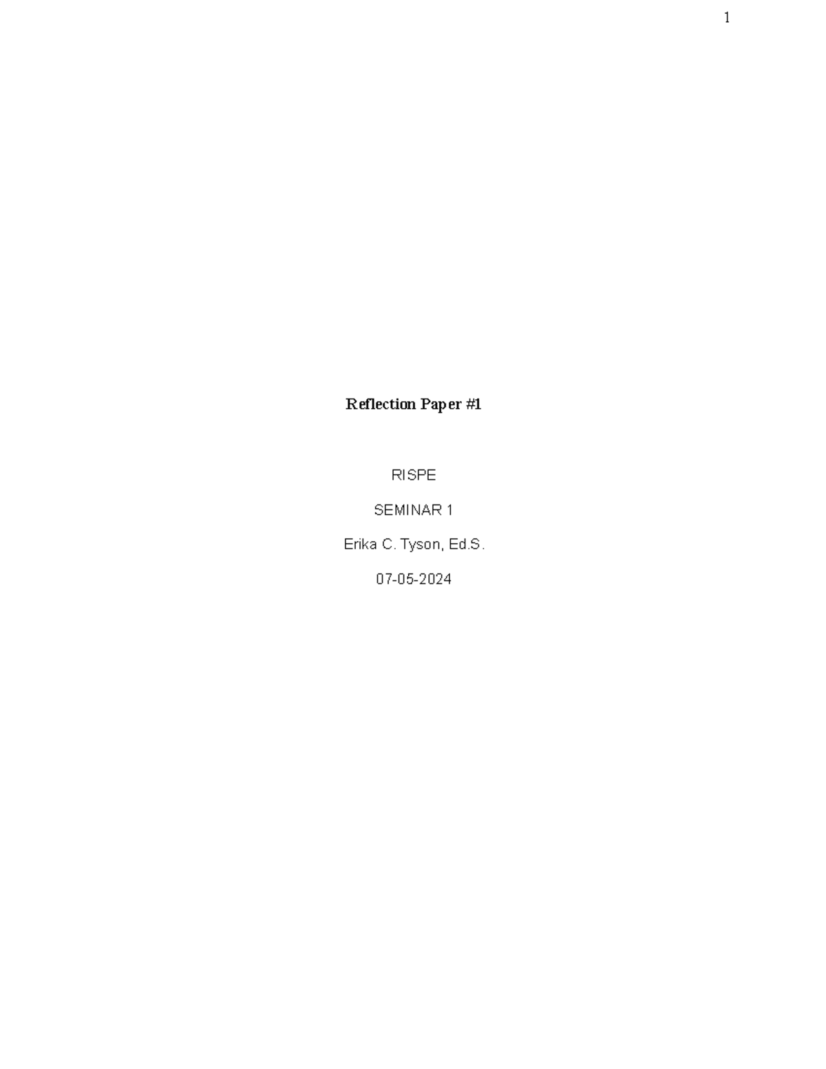 Reflection Paper #1: My Journey to Becoming an Educator in RISPE ...