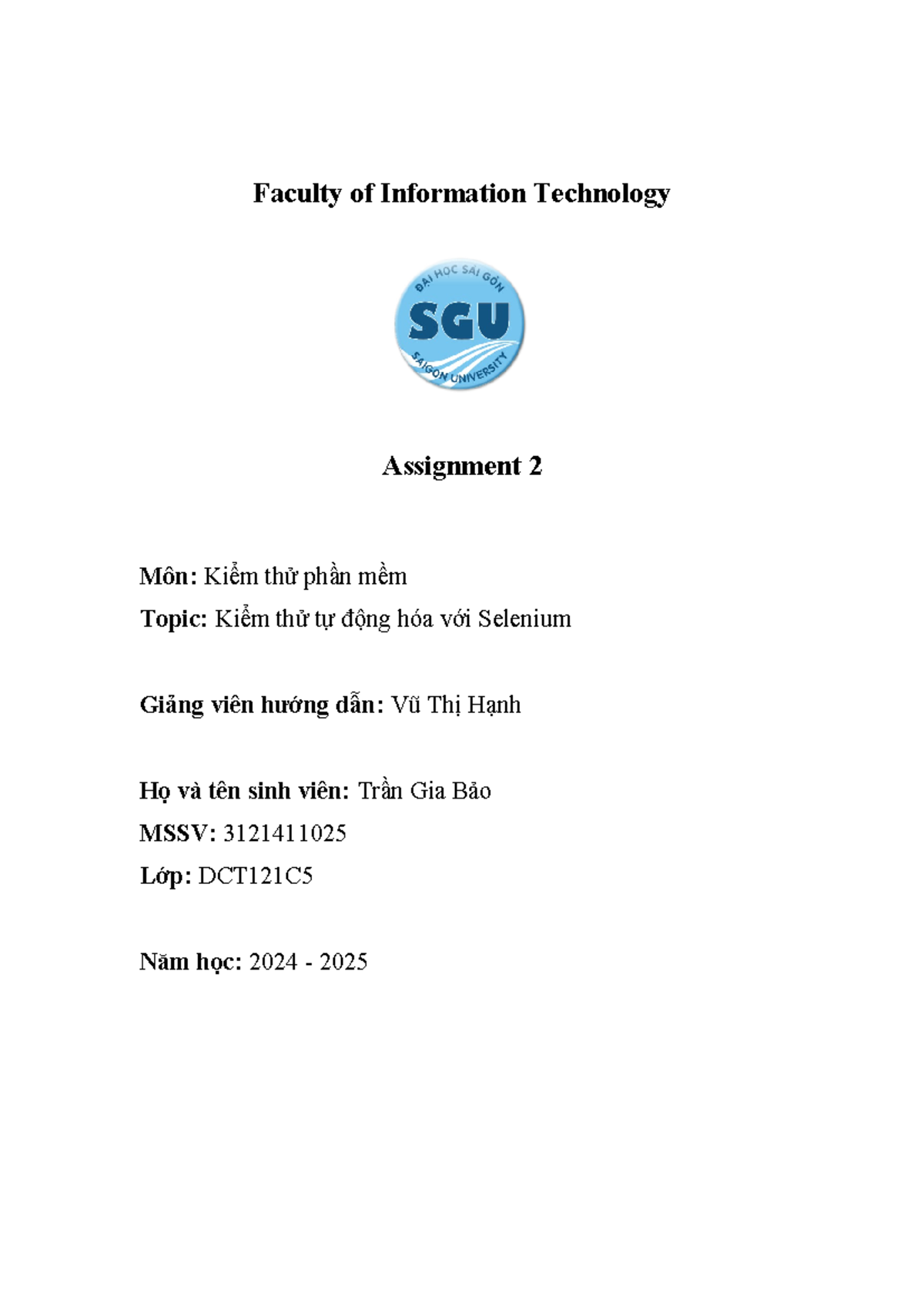 Test Cases for Automated Testing Using Selenium - DCT121C Assignment 2 ...