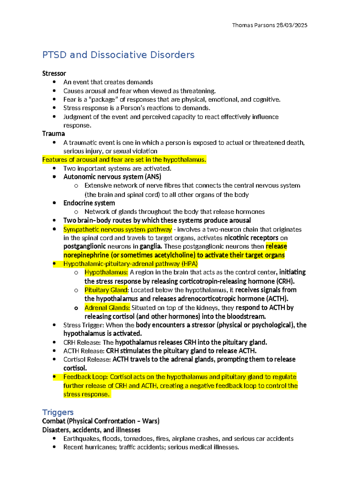 PTSD and Dissociative Disorders: Understanding Trauma Responses (PSY ...