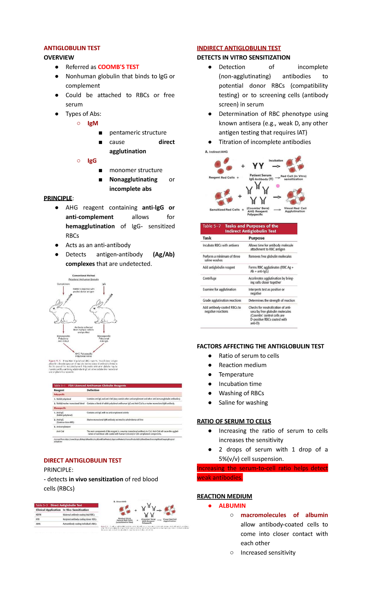 ANT 101: Antiglobulin Test Overview and Principles - Studocu