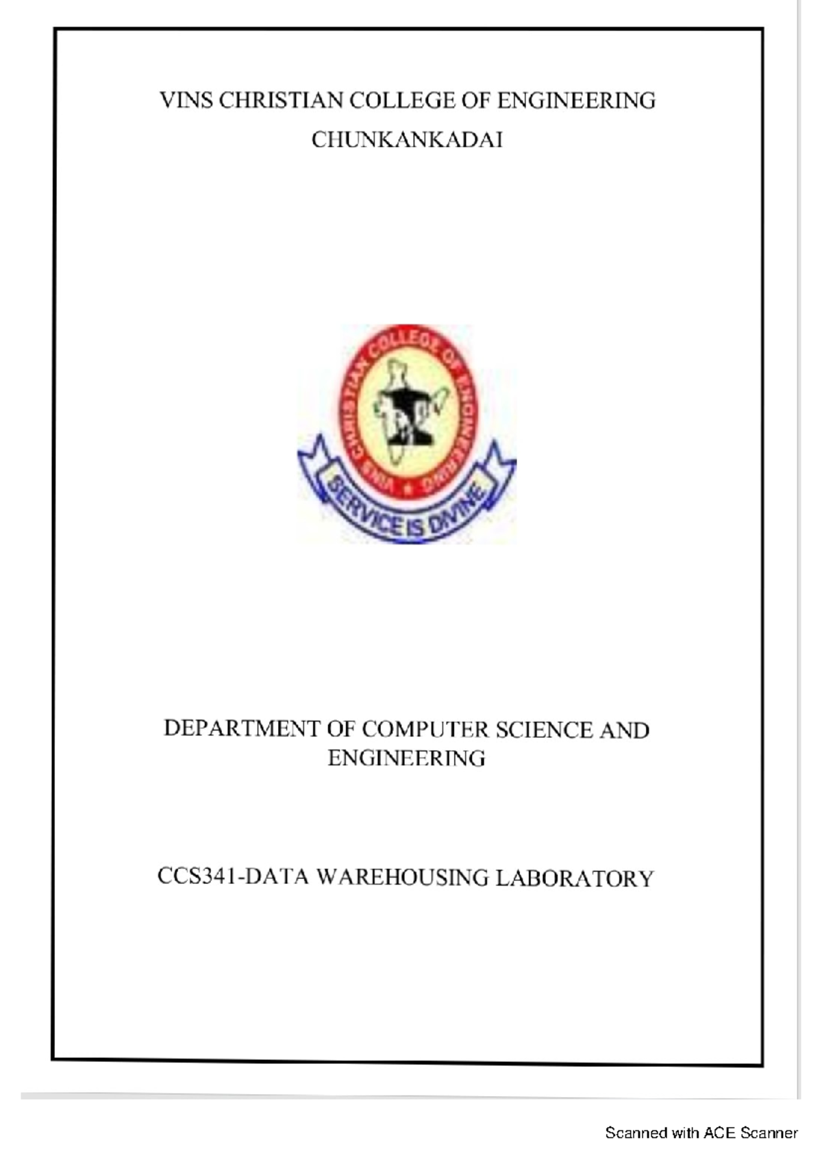 DW lab manual-1 - Scanned with ACE Scanner VINS CHRISTIAN COLLEGE OF ...