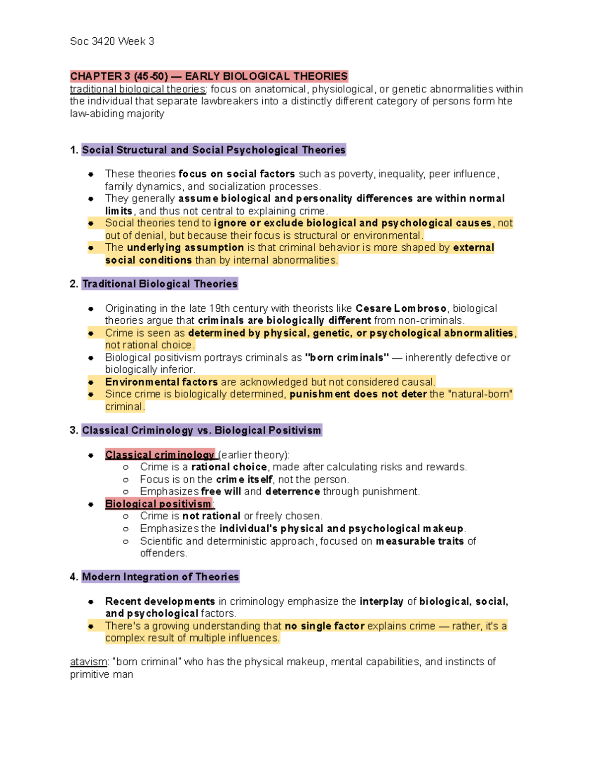 SOC 3420 Week 3 Lecture: Early Biological Theories & Social ...
