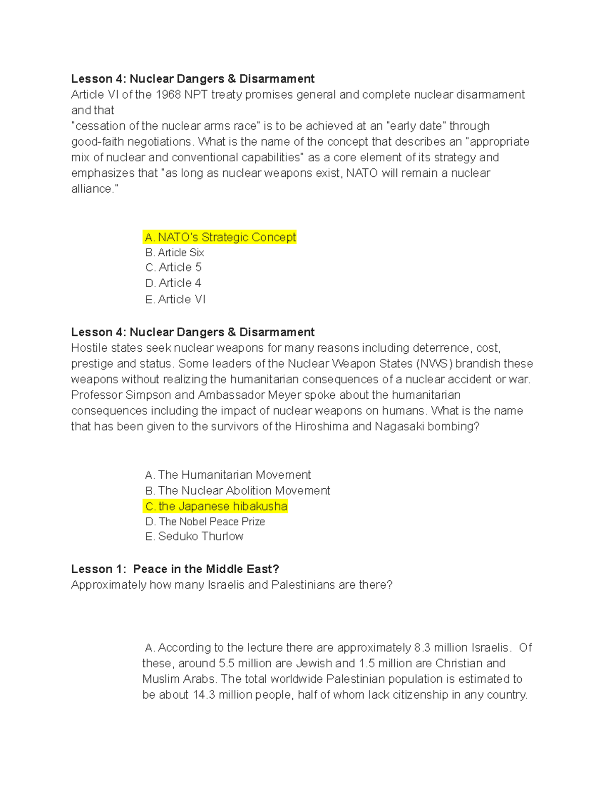 Lesson 4: Nuclear Dangers and Disarmament Insights (Course Code: Test ...