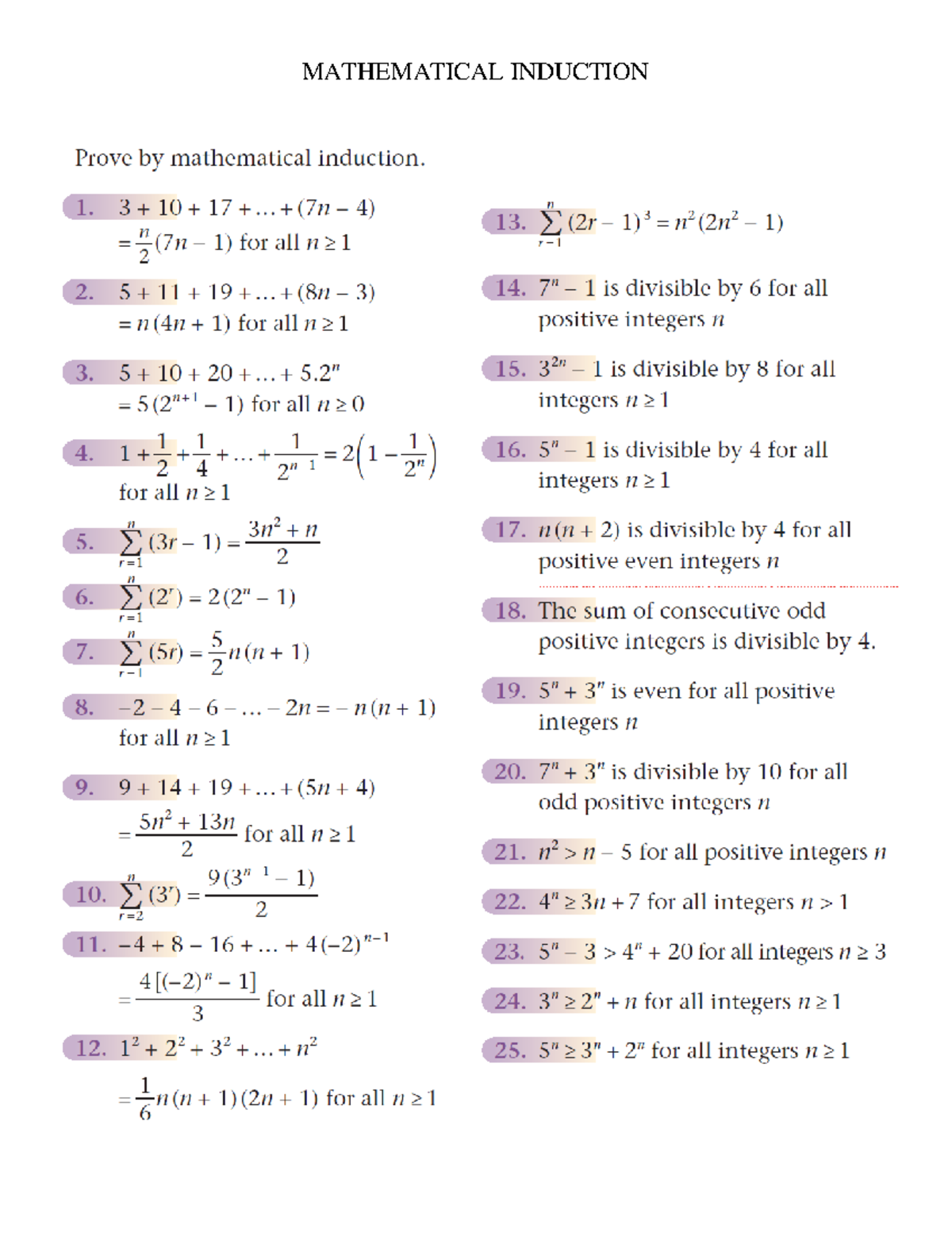 Mathematical Induction Techniques and Examples (MATH101) - Studocu