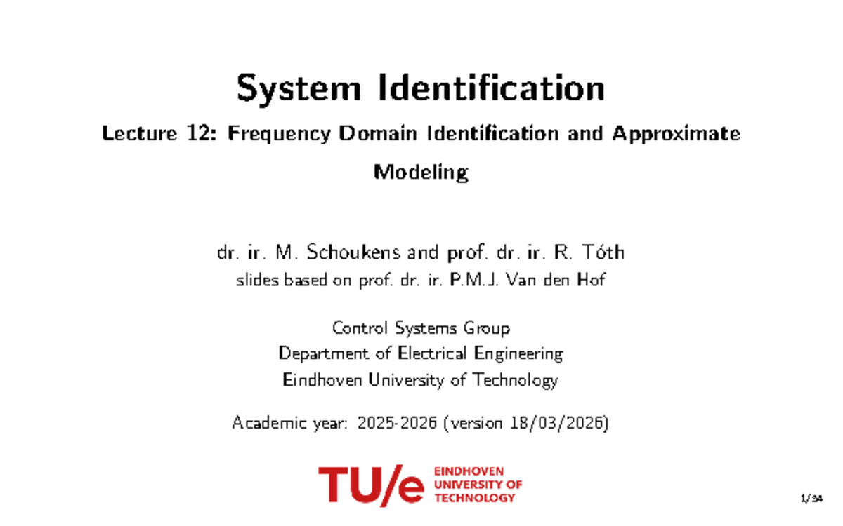 Lecture 12: Frequency Domain Identification & Transfer Function ...
