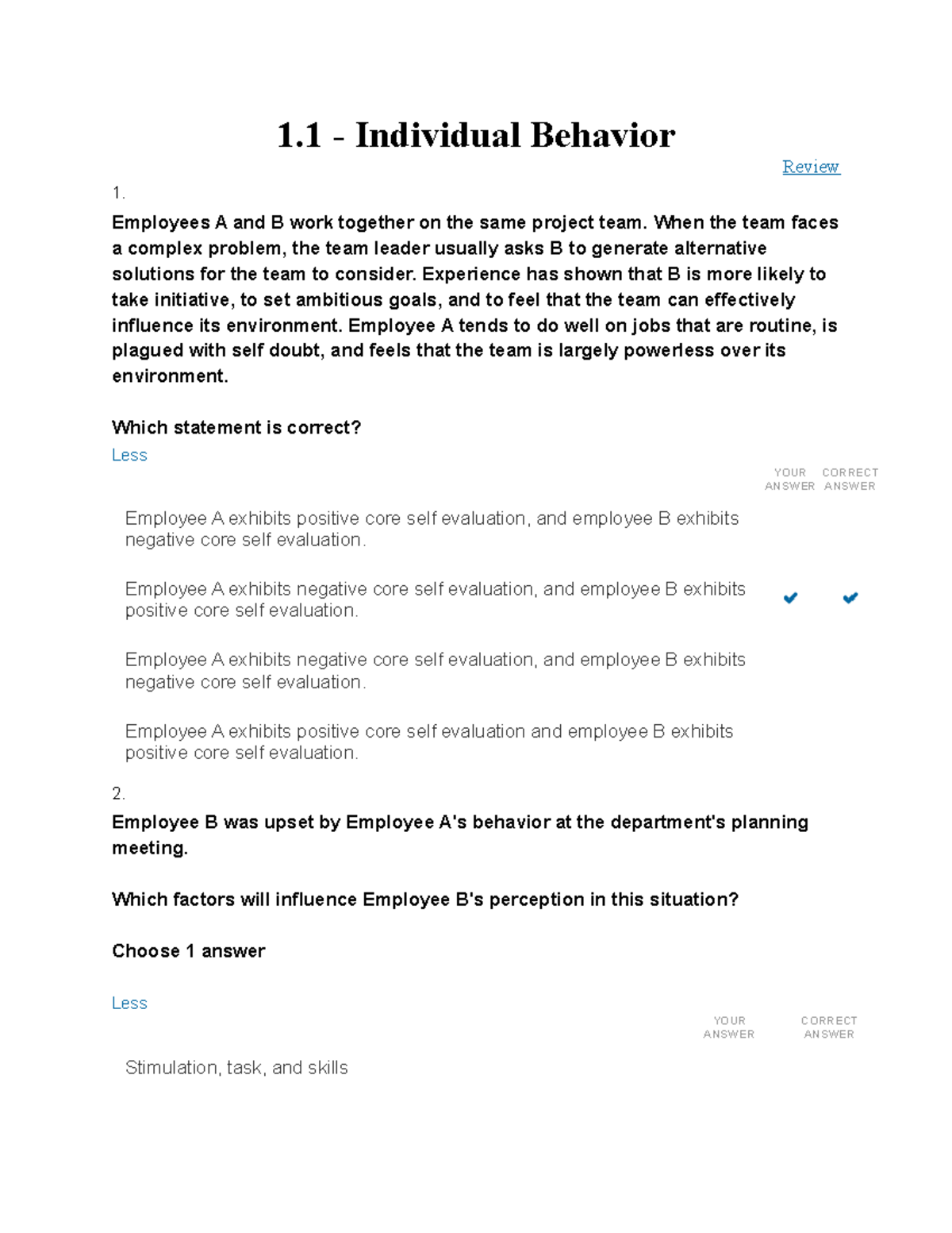 Individual Behavior - Objective Assessment Review and Key Concepts ...