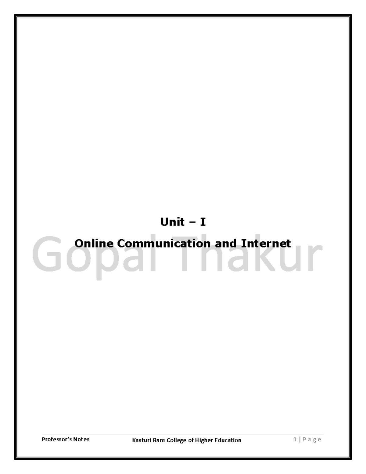 Unit I: Online Communication & Cyber Media Notes - Studocu