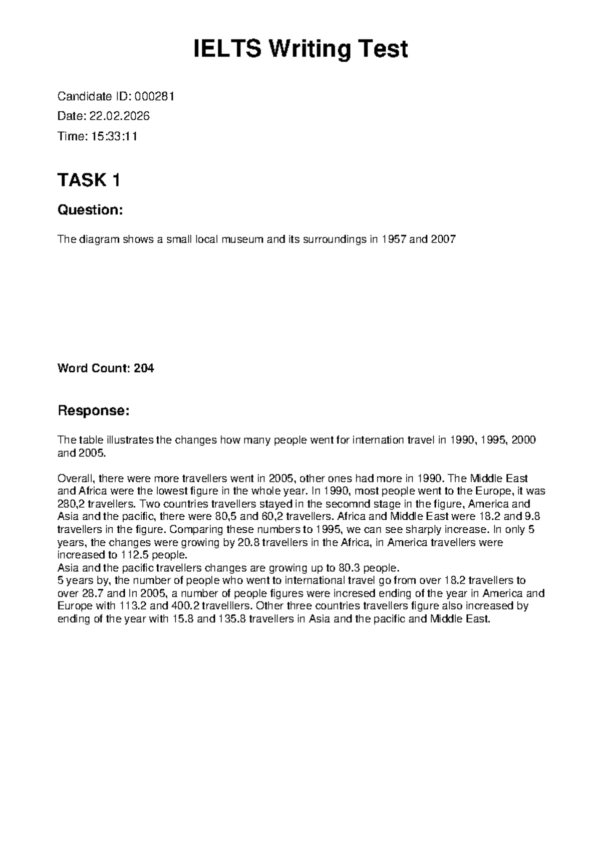 IELTS Writing Test: Task 1 & Task 2 Responses (ID: 000281) - Studocu