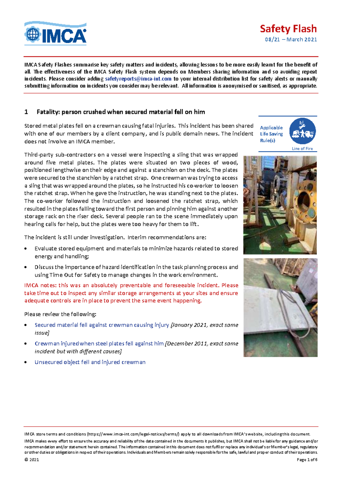 IMCASF-08/21 - Safety Flash Report on Recent Incidents and ...