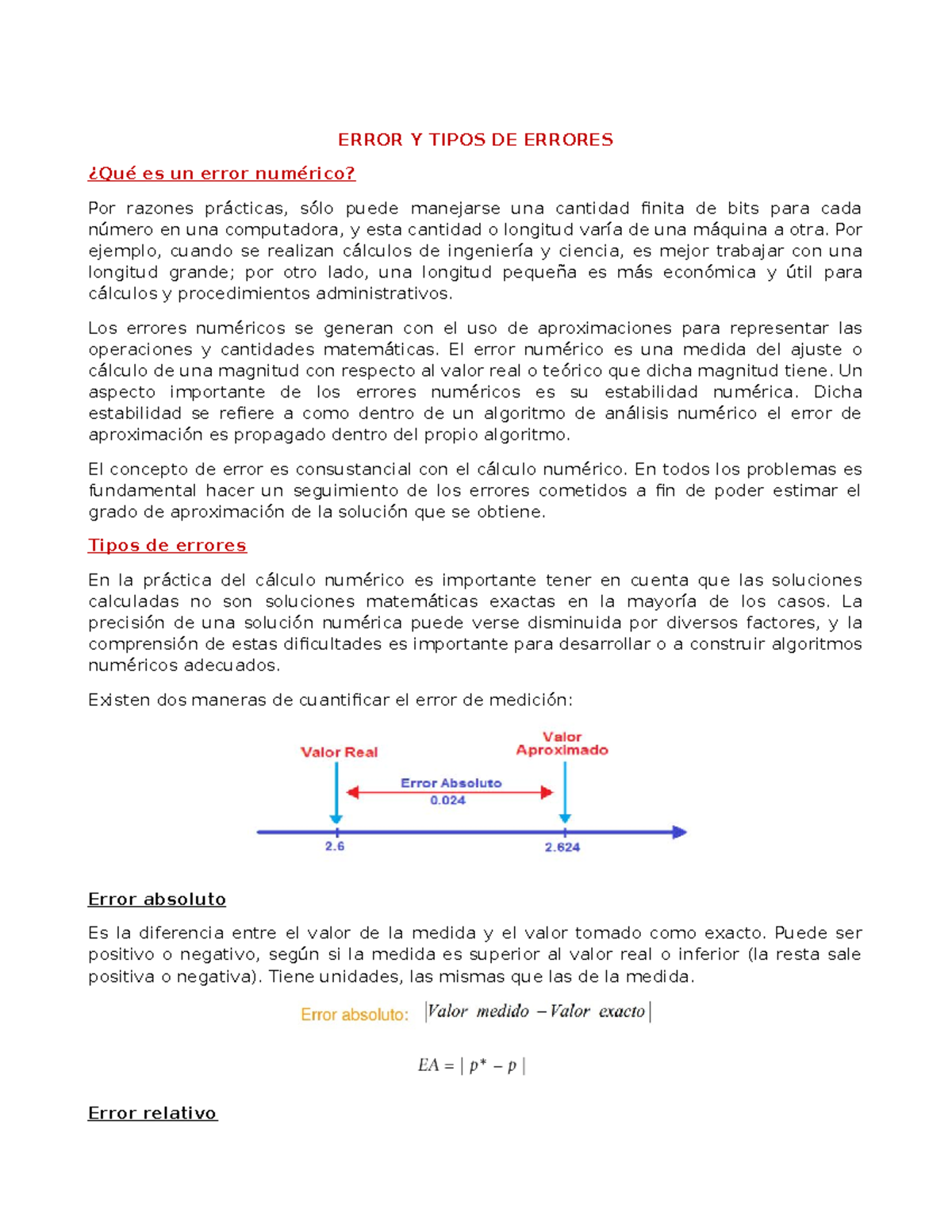 Estudio sobre Errores Numéricos - Tipos y Estabilidad en Cálculo - Studocu