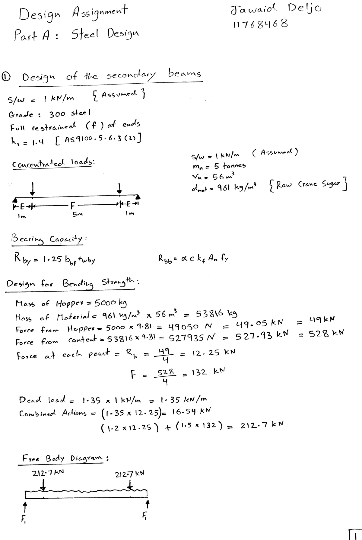 ENGR 101 - Design Assignment: Steel Design for Secondary Beams - Studocu