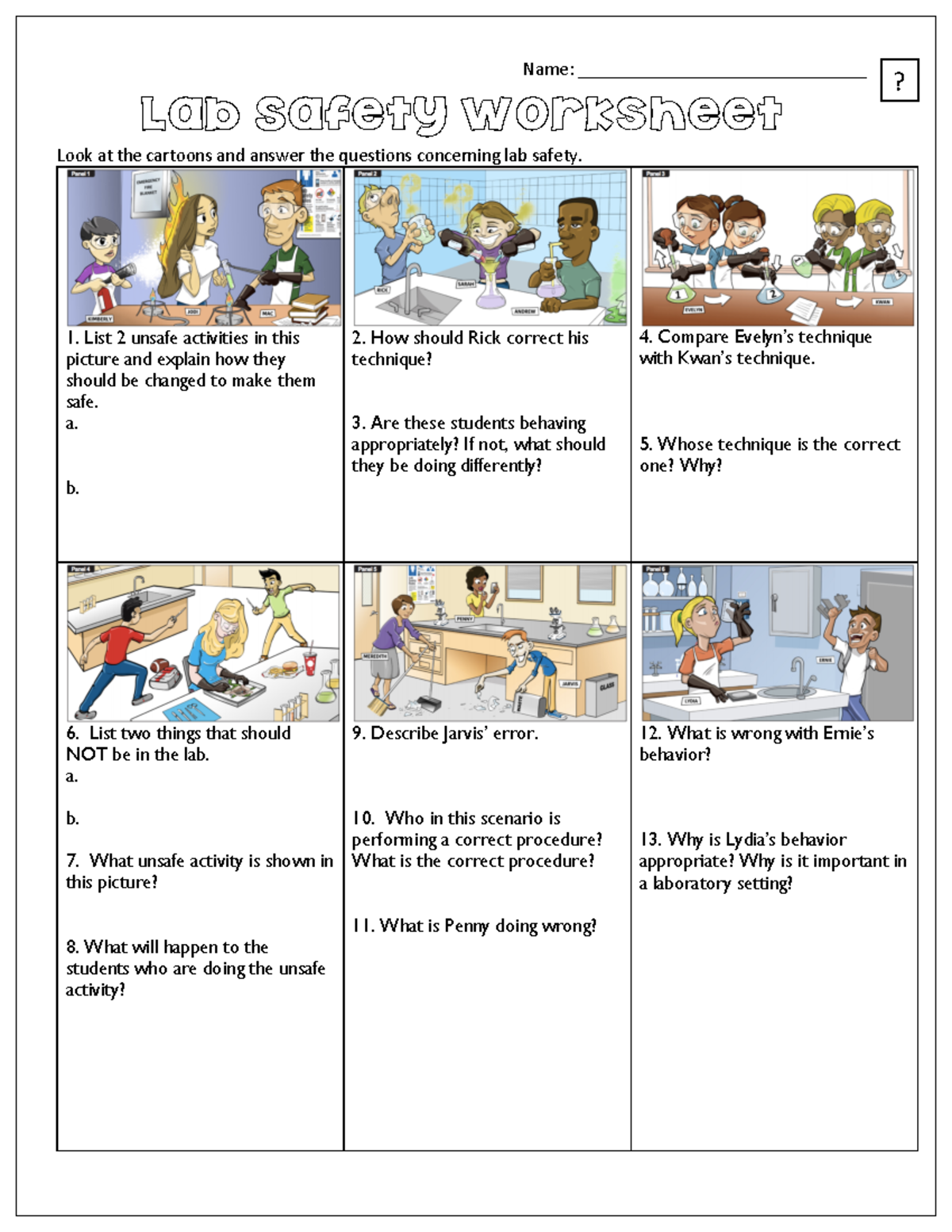 Lab Safety Worksheet - Activities & Scenarios Analysis - Studocu