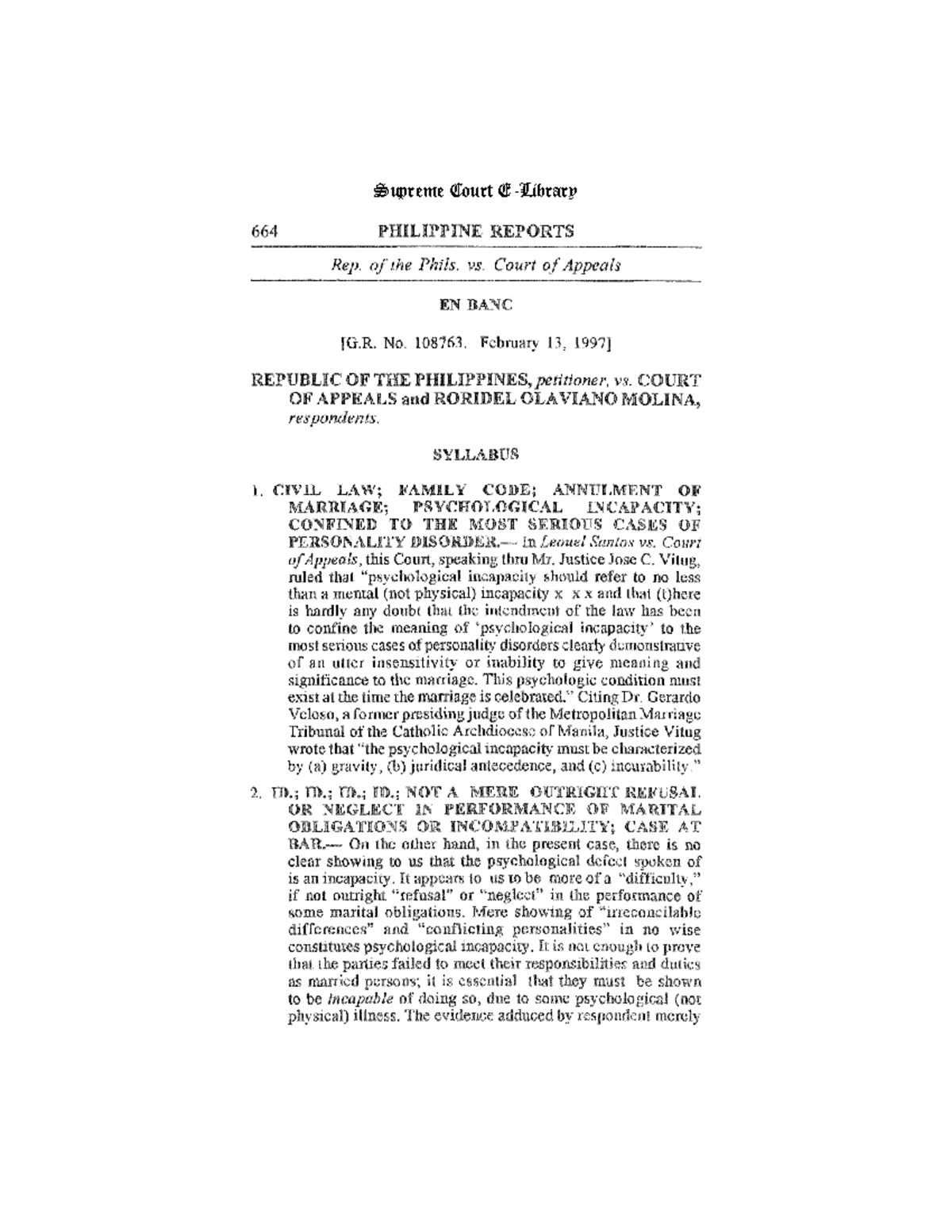 Republic v molina - psychological incapacity case - landmark case ...
