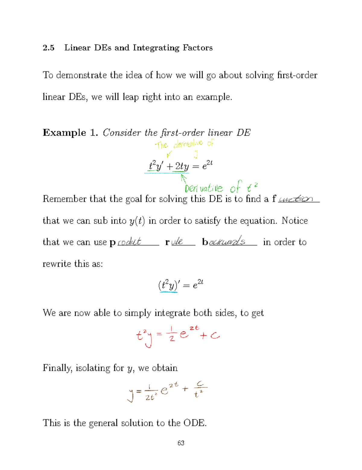 Math 2270: Linear Differential Equations & Integrating Factors Notes ...