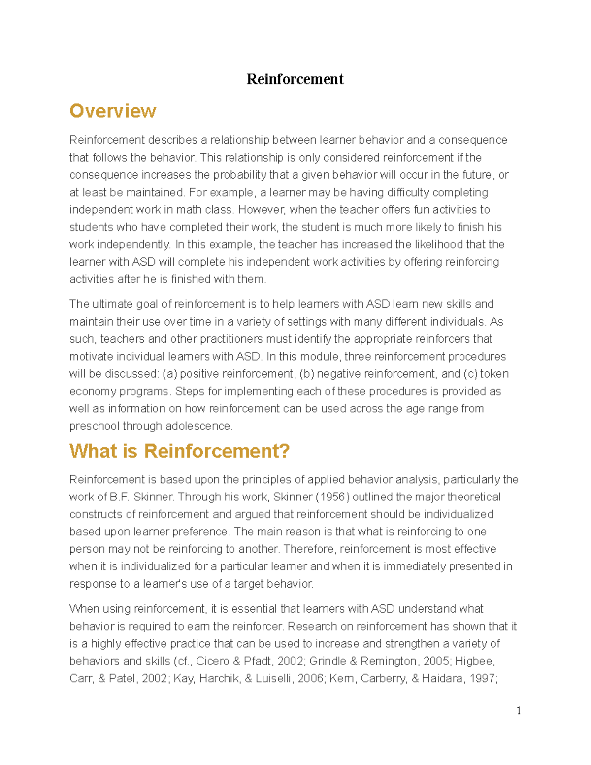 Reinforcementoverview - Reinforcement Overview Reinforcement describes ...