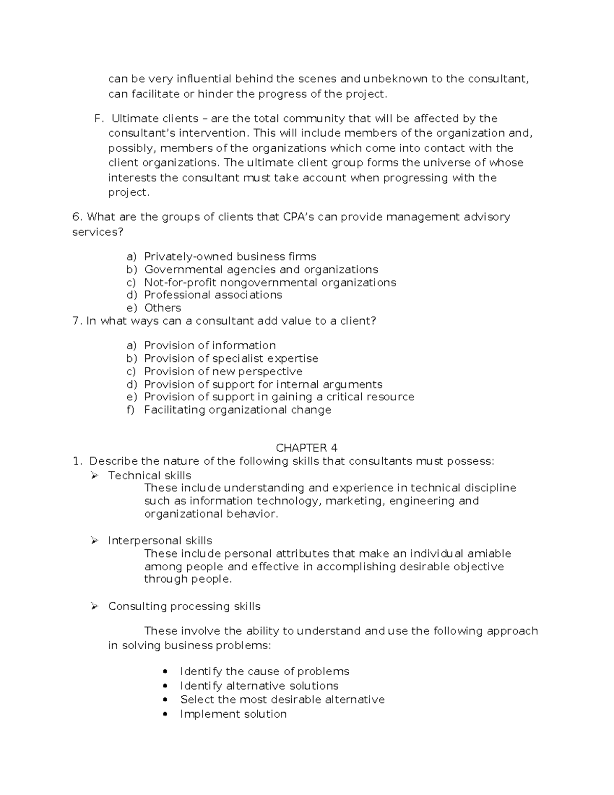 Quiz 7: May 2019 - Client Groups and Consultant Skills Overview - Studocu