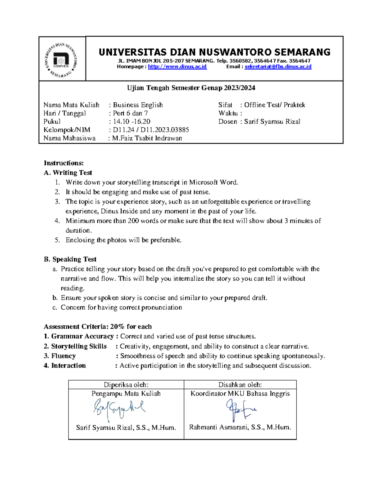 UTS D11.24 Business English 2024: Storytelling Transcript Guidelines ...