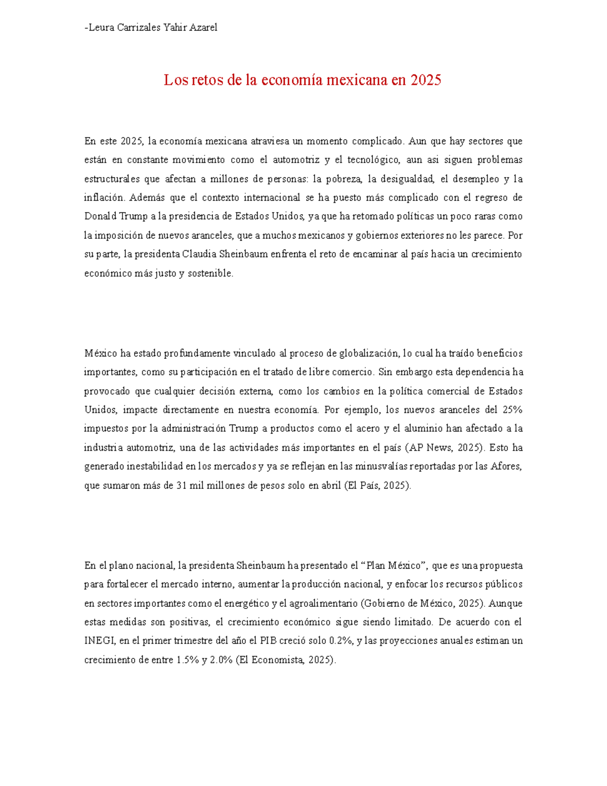 Retos de la Economía Mexicana en 2025: Análisis y Perspectivas - Studocu