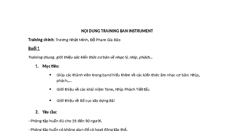 NỘI DUNG Training BAN Instrument - NỘI DUNG TRAINING BAN INSTRUMENT ...