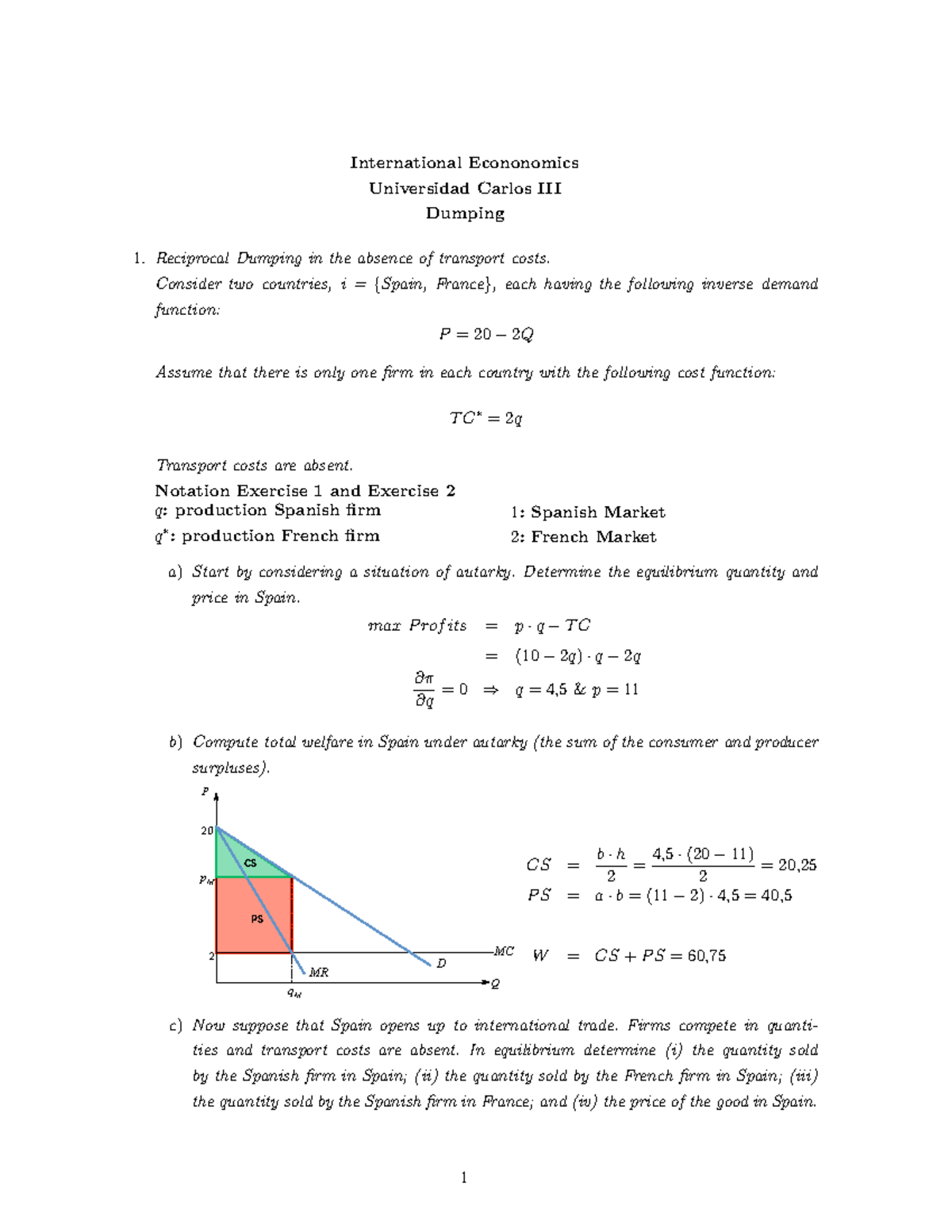 PS6 (Dumping) - Reciprocal Dumping Analysis in International Economics ...