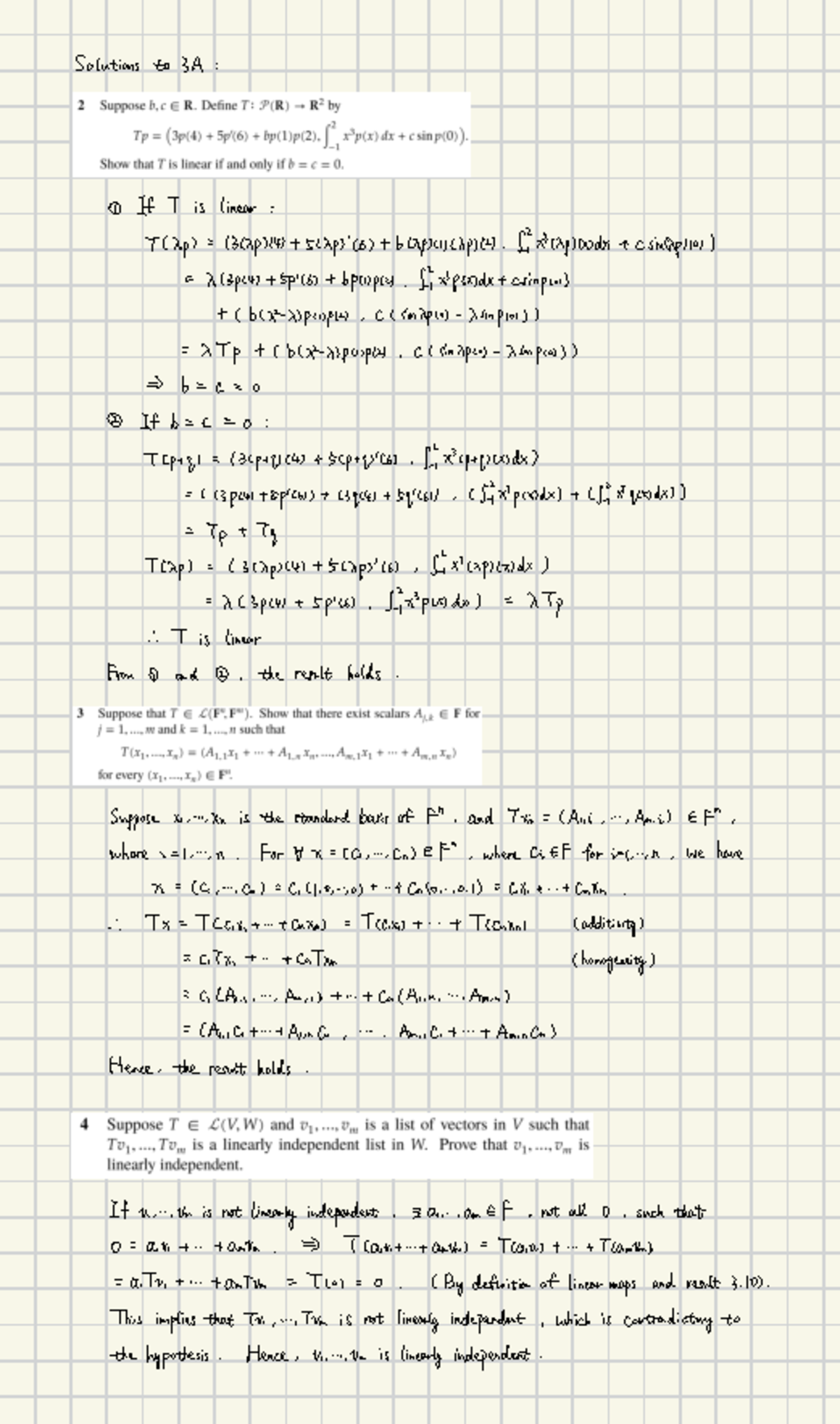 3A - Practice Material Linear Algebra - Solutions to 3A : 0 If T is ...