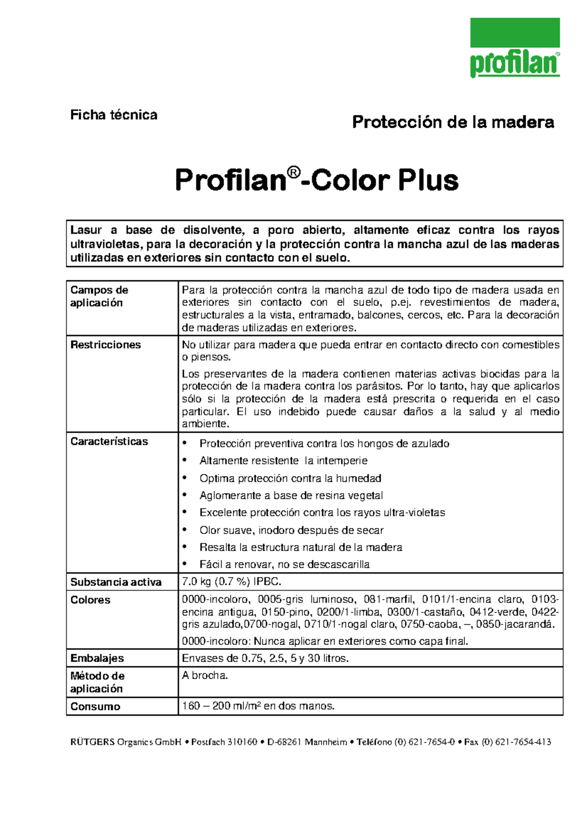 Ficha Técnica Profilan Colorplus - Producto GGFGDF - Studocu