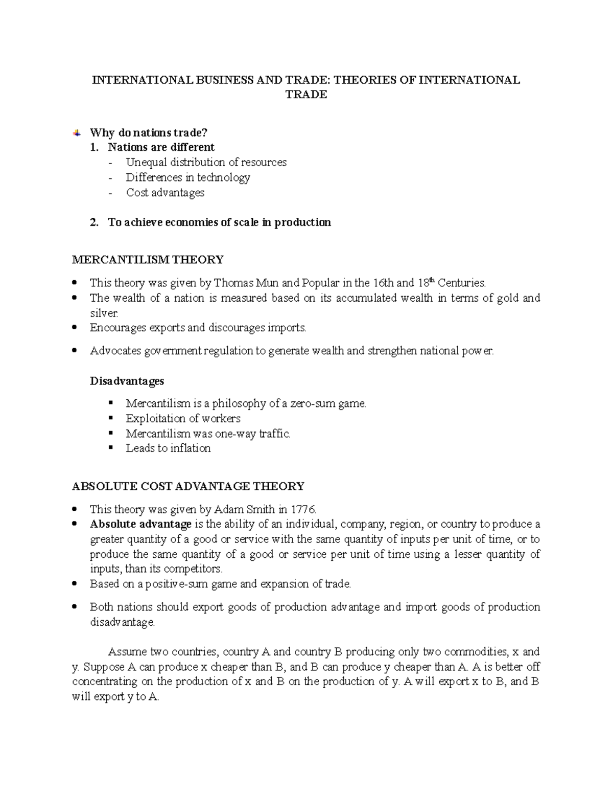IBT Chapter 2: Key Theories in International Trade Explained - Studocu