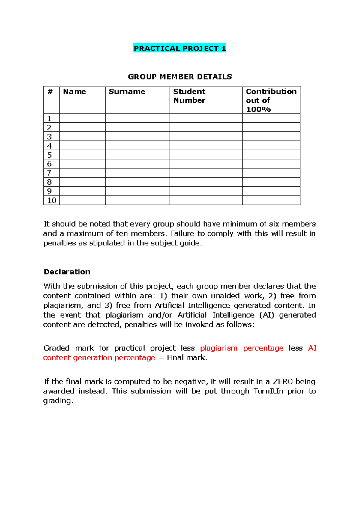 PRACTICAL PROJECT 1: GROUP MEMBER RWARP ANALYSIS - Studocu
