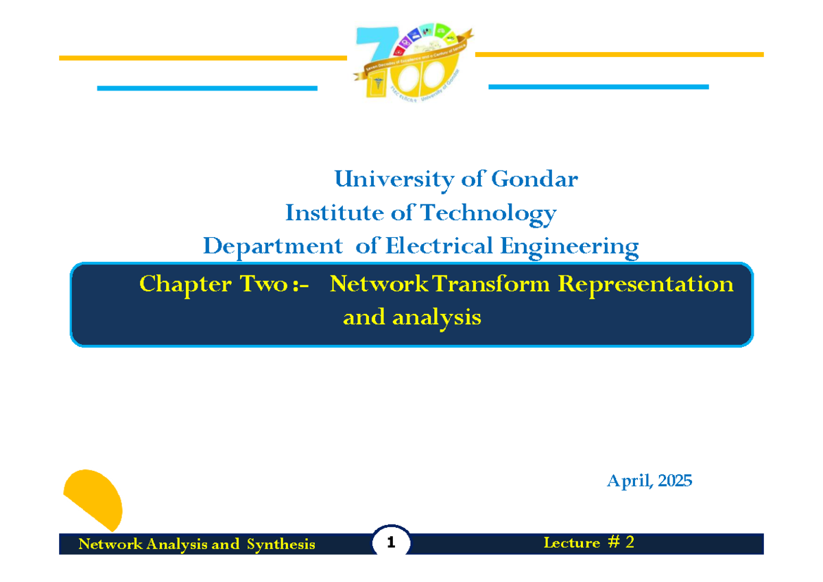 Chapter 2 - Network Transform Representation & Analysis (EE 101) - Studocu