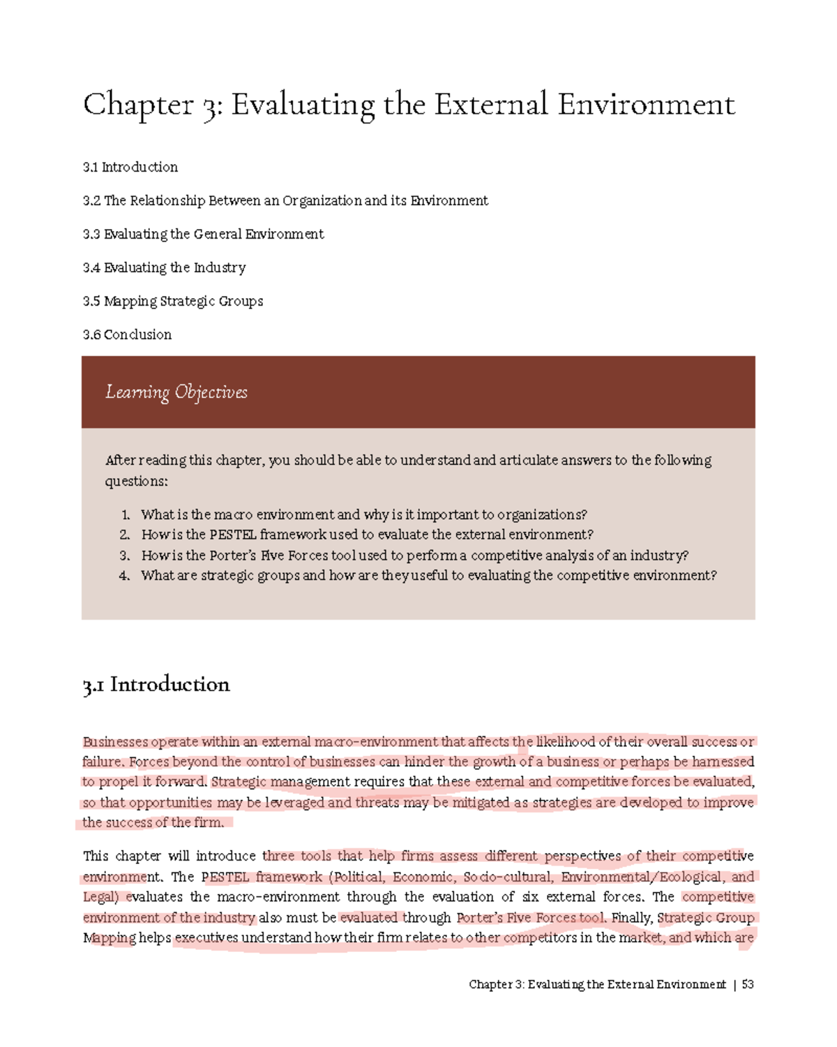 Strategic Management (SM 301): Chapter 3 - Evaluating the External ...