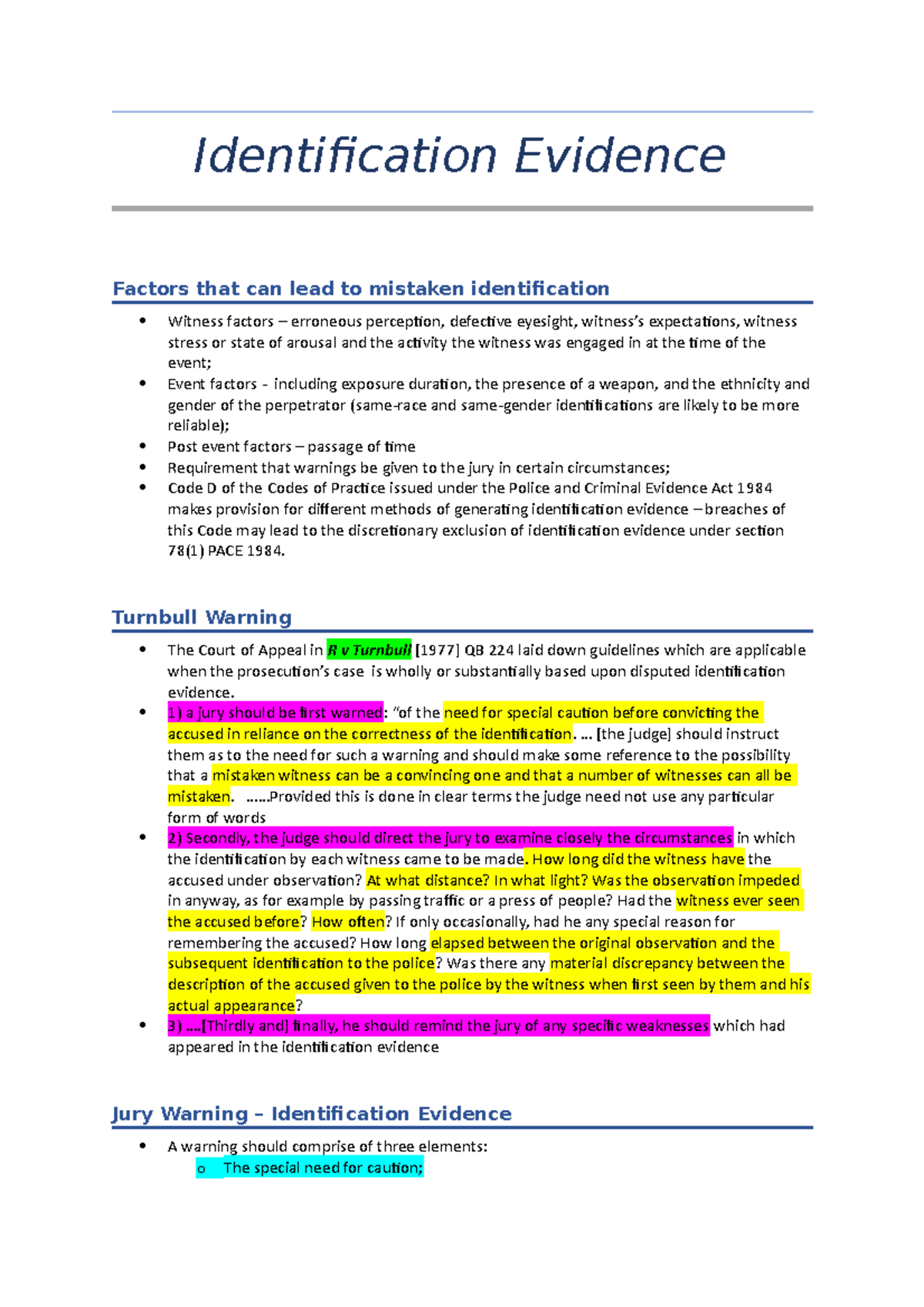 (3) Factors Impacting Identification Evidence and Jury Guidelines - Studocu