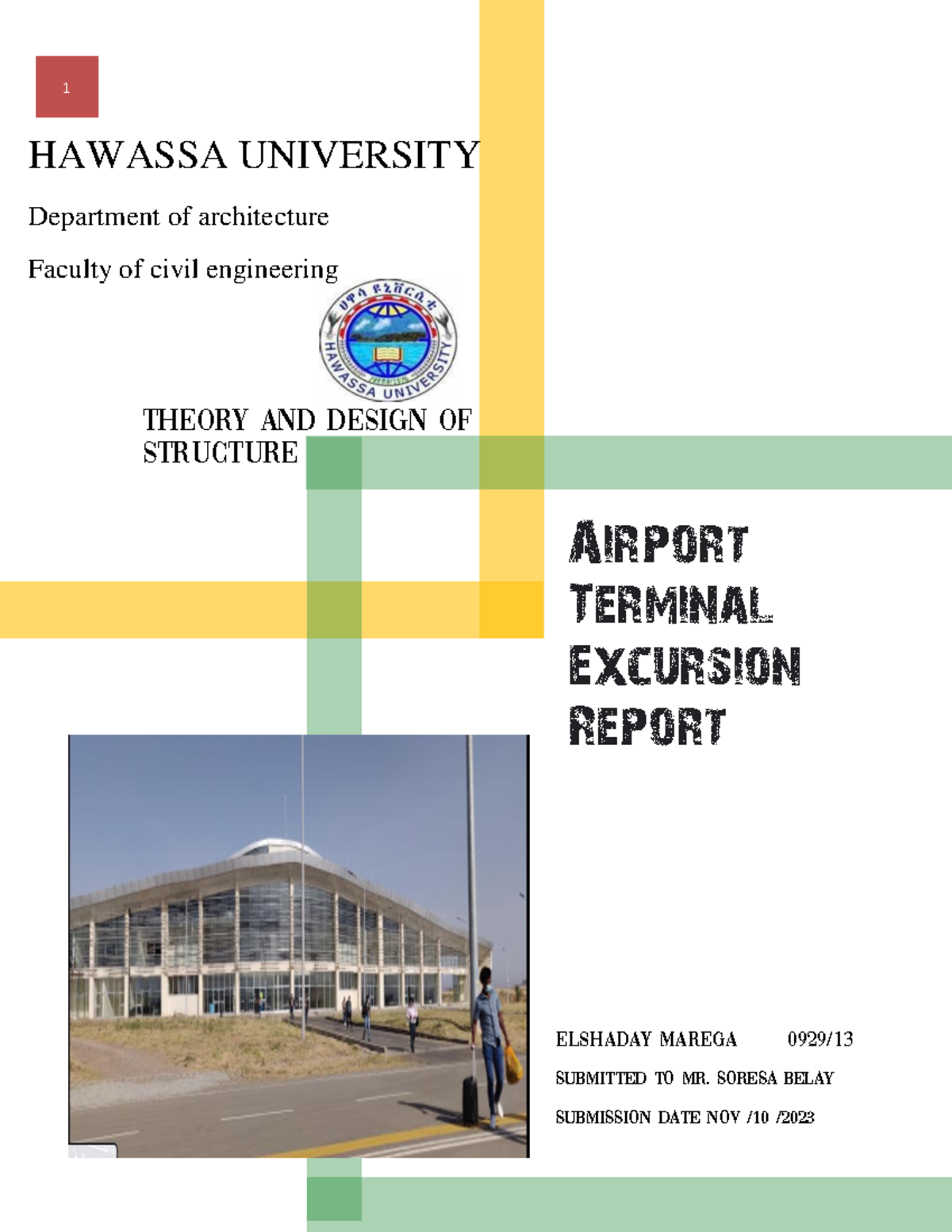 HAWASSA UNIVERSITY: Airport Terminal Structural Design Report - Studocu