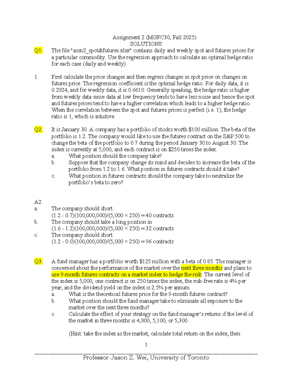 Assignment 2 Solutions (MGFC30, Fall 2025) - Q&A Analysis - Studocu