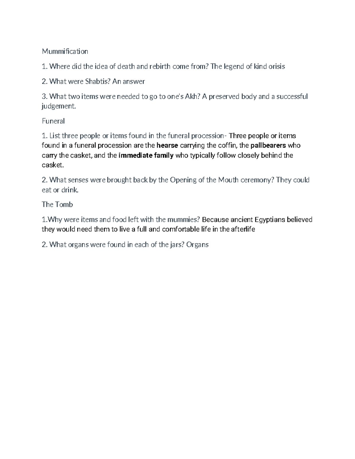 Mummification and Afterlife Beliefs in Ancient Egypt - A Study Guide ...