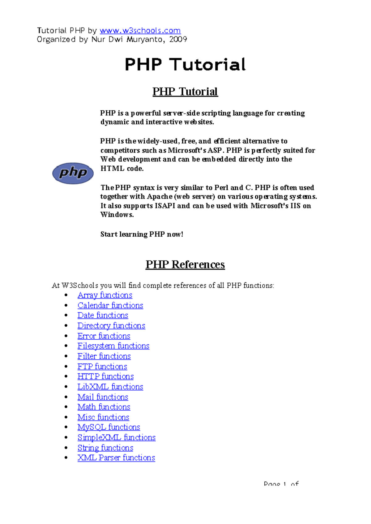 PHP Tutorial ( PDFDrive ) - Organized by Nur Dwi Muryanto, 2009 PHP ...