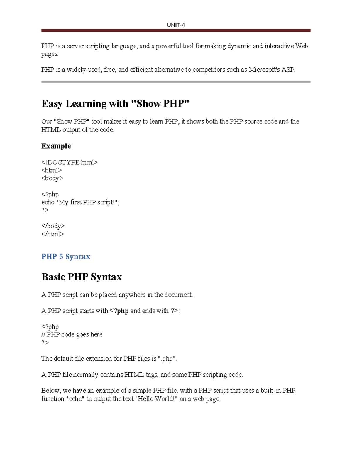 PHP Materials - PHP is a server scripting language, and a powerful tool ...