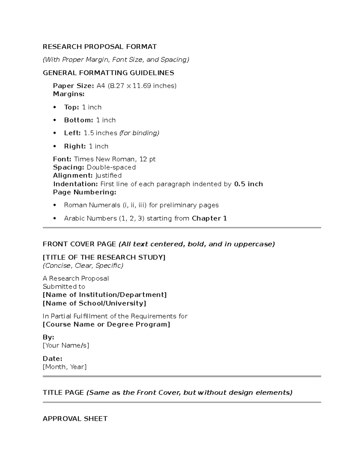 Grade 7-8 Research Proposal Format Guidelines and Tips - Studocu