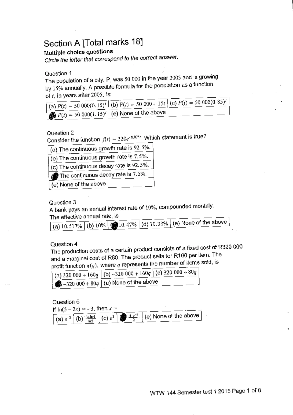 WTW 154 Study Guide 2021 - Part I - Mathematics and Applied Mathematics ...