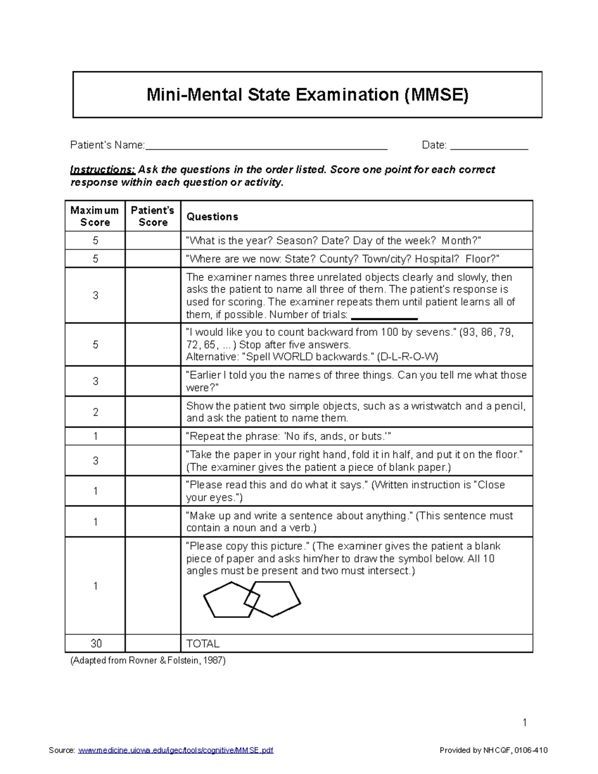 Mini Mental State Exam Guidelines tcm18-169319 - Studocu