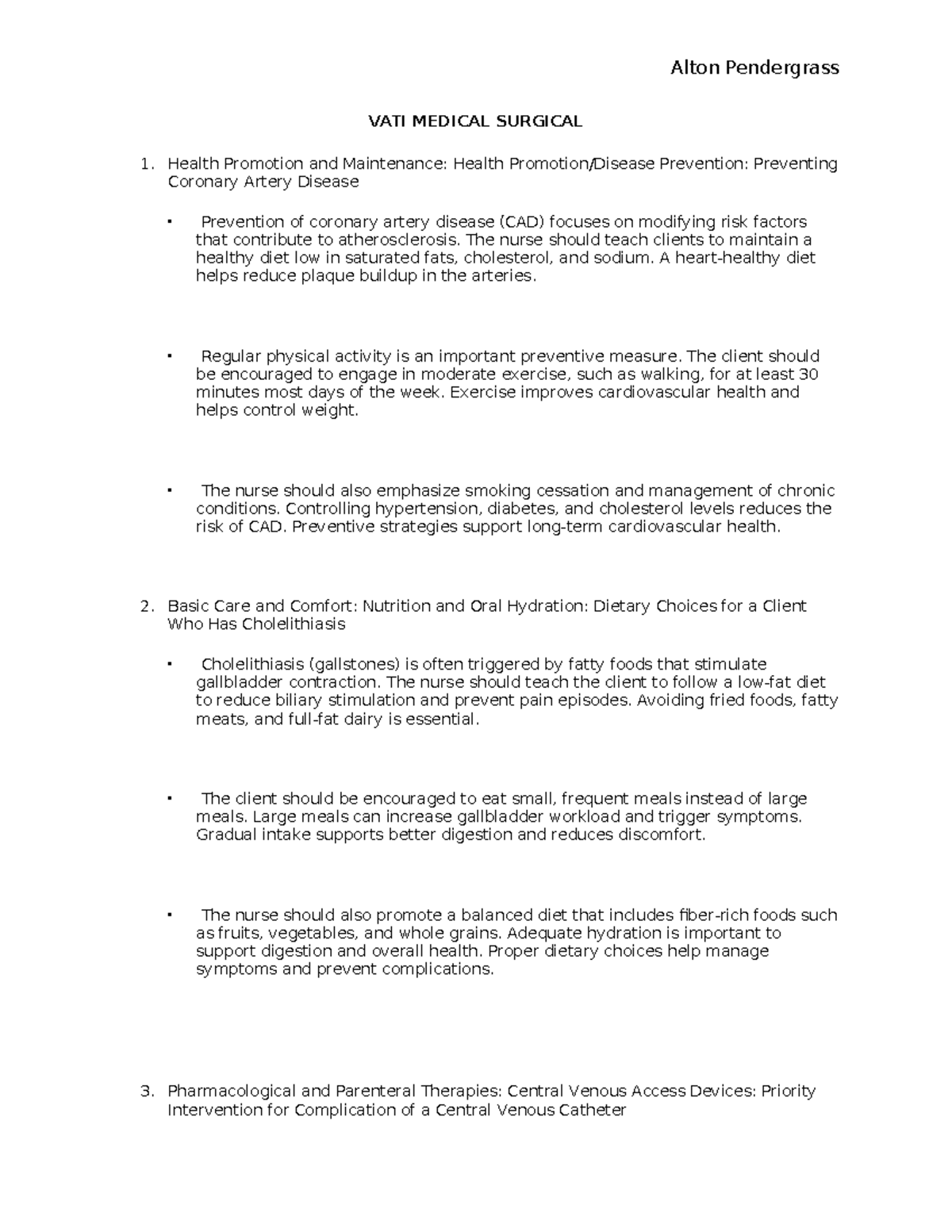 VATI MEDICAL SURGICAL 1: Key Concepts for Health Promotion & Risk ...